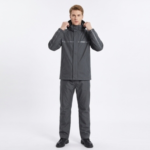 Combinaison de pluie professionnelle bleu encre profond, résistante aux pulvérisations de sel, en tissu Oxford, pour ouvriers de quai, robuste, avec capuche à revers, imperméable - Product Image 3