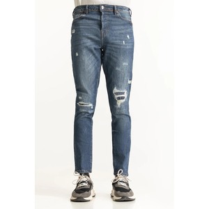 Jean en denim délavé respirant de qualité supérieure pour homme, coupe droite taille mi-haute, tissu extensible confortable, personnalisable ODM - Product Image 4