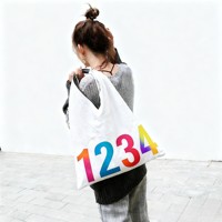 Bolsa de Mano Grande de Lona de Algodón Reciclable y Ecológica, Personalizable con Impresión a Todo Color, Asa Larga, Reutilizable, OEM/ODM