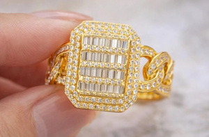 Fully <b>Iced</b> Baguette Cluster Moissanite Men's Hip Hop Style Engagement Wedding Anniversary <b>Ring</b> 925 Sterling Silver Luxury Unisex - Product Image 4