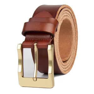 เข็มขัดหนังวัวแท้สไตล์วินเทจแบบสั่งทำพิเศษสำหรับผู้ชาย  รักษ์โลก  หัวเข็มขัดทองแดง  ขายส่งจากโรงงาน - Product Image 3