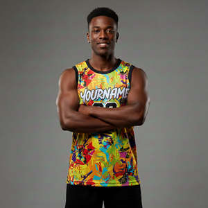 Nouveaux maillots de basket-ball décontractés d'été personnalisés avec impression par sublimation, respirants, grandes tailles, avec nom et numéro personnalisés, vêtements de sport OEM - Product Image 2