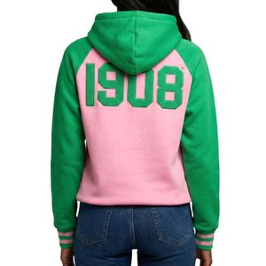 Sudadera con Capucha Rosa Verde AKA con Gráfico de Escudo Bordado, Sudadera con Capucha de Forro Polar Elegante e Informal para Mujer - Product Image 2