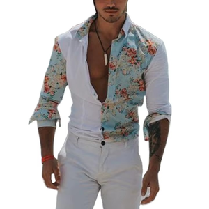 Comercio Transfronterizo, Aliexpress, Ebay, Camisas de Manga Larga Asimétricas Estampadas para Hombre, Estilo Europeo y Americano, Moda Casual - Product Image 1
