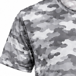 เสื้อยืดคอกลมแขนสั้นผู้ชายลายพรางสีเงิน ผ้าฝ้าย 100% ระบายอากาศได้ดี แห้งเร็ว เหมาะสำหรับออกกำลังกาย ฟิตเนส เล่นกีฬา - Product Image 5