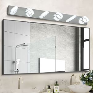 Sleek 45\" Modern 6-<b>Light</b> LED <b>Vanity</b> <b>Light</b> Chrome Wall Fixture for Bathroom <b>Mirror</b> & Shower Decor - Product Image 1