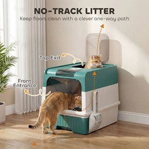 Lettiera Intelligente per Gatti Teal con Ingresso Frontale e Uscita Superiore, Copertura e Cassetto per Facile Pulizia, Adatta anche per Cani - Product Image 3