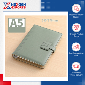 Carpeta de Anillas de Cuero PU de Calidad Superior Disponible en Grandes Cantidades, Encuadernación en Espiral, Correa Elástica, Portaplumas, Mejor Precio del Mercado - Product Image 4