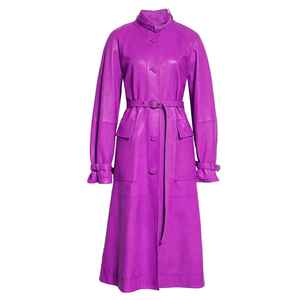 Abrigo Largo de Cuero PU con Logotipo Personalizado, Unisex, para Hombre, Estampado, Transpirable, con Cinturón en la Cintura, para Invierno - Product Image 2