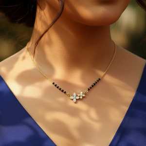 DANTA Hallmark Silver Nandan 18K Gold Plated Rose Gold Tone Mangalsutra for Hinduism India - Product Image 1