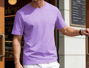 Camisetas de Cuello Redondo para Hombre, de Poliéster/Algodón, Manga Corta, Tejido de Punto, Logotipo Frontal Serigrafiado, Ecológicas, de Secado Rápido - Product Image 4
