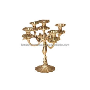High Quality <b>Brass</b> Three Light Candle Taper <b>Holder</b> With Gold Finish For Home Decor Office Decor And For Christmas - Product Image 5