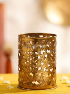 Handmade Votive <b>Candle</b> Holder Lantern Round Floral Cutout Design for Home Decor Indian Supplier <b>Bulk</b> Wholesale - Product Image 1