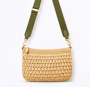 Bohemian Crochet <b>Raffia</b> Half Moon Crossbody <b>Bag</b> Eco Friendly Lightweight Woven Cotton <b>Shoulder</b> Purse for Women - Product Image 2