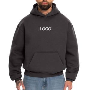 Heavyweight Custom Logo Men's Hoodie 100% Cotton Oversized Blank Streetwear <b>Thick</b> <b>Fleece</b> Plain Pullover Unisex Sweatshirt Bulk - Product Image 5