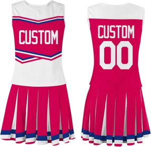 Uniforme de cheerleading personnalisé sans manches rose blanc bleu, impression par sublimation, costume de performance pour équipe adulte, service OEM - Product Image 1