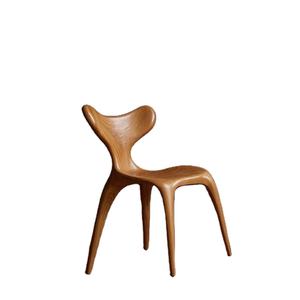Silla de comedor escultórica de madera maciza, diseño orgánico hecho a mano - Product Image 1