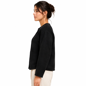Chaqueta Casual de Forro Polar para Mujer, con Botones al Frente, Manga Larga, Logotipo Personalizado, Ropa Universitaria, Prenda Exterior de Moda - Product Image 6