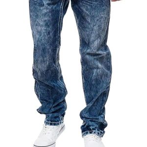 Jeans de Mezclilla para Hombre, Corte Recto, Lavado a la Piedra, Algodón de Peso Medio, Corte Casual, para Otoño - Product Image 1