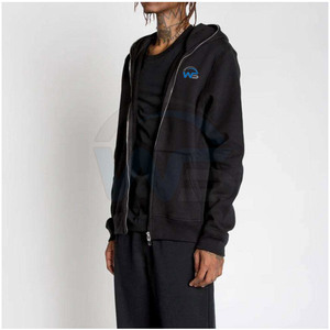 Sweat à capuche entièrement zippé en molleton 100% coton, écologique, respirant, décontracté pour l'hiver, design ample, poche avant, unisexe, marque privée - Product Image 2
