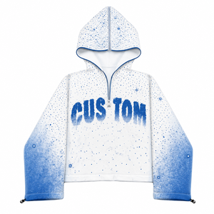 เสื้อฮู้ดซิป ¼ ตัว ผ้าฝ้าย 100% พิมพ์ลายตามสั่ง ทรงโอเวอร์ไซส์ ครอปฟิต สีดำแดงลายประกายวิบวับ สไตล์สตรีทแวร์สำหรับฤดูหนาว แบบยูนิเซ็กส์ - Product Image 3