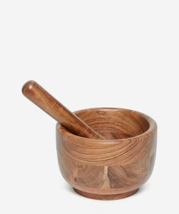 Wood Mortar And Pestle Natural Rustic Style <b>Herb</b> Spice <b>Grinder</b> Manual Mashing Bowl for Kitchen Used - Product Image 1
