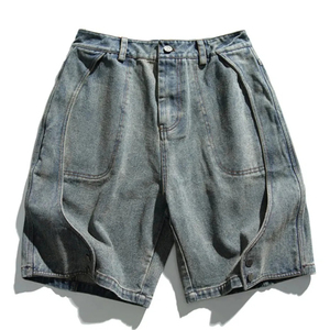 Premium Quality Men's High Waist Distressed Denim Shorts Cargo Style Ripped Cotton Casual Summer Woven Jeans with Pockets - Product Image 3