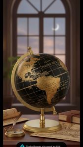 Rotating Brass Meridian Globe, Luxury Study Room Decor, Antique Geographic Globe, Metallic Base Desk Globe,Vintage <b>Ornament</b> - Product Image 3