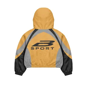 Mustard Yellow Windbreaker Tracksuit Set | Oversized <b>Zip</b> Hooded Jacket & Pants | Streetwear Matching Set OEM Private Label - Product Image 2