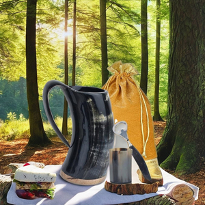 Jarra de Cuerno de Búfalo Hecha a Mano de 12 Pulgadas, Ecológica, Natural, Estilo Medieval Vikingo, Acabado de Grado Alimenticio, CRAFT SHUB, Venta al Por Mayor - Product Image 1