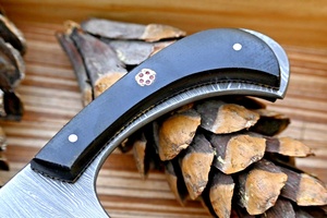 Cuchillo Mini Cleaver de Damasco Hecho a Mano con Hoja Recta y Punta Caída, Mango de Madera y Cuerno, Personalización ODM por TARJ ENTERPRISES - Product Image 4