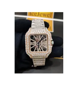 Relógios Iced Out de aço inoxidável com movimento automático 40 mm, relógio hip hop VVS Moissanite, novidade com design sofisticado