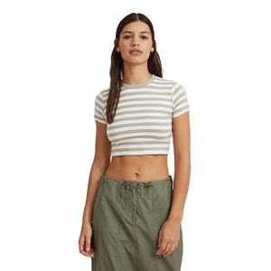 เสื้อครอปท็อปผู้หญิง คอโอ แขนสั้น ผ้าฝ้ายน้ำหนักเบา ทรงเข้ารูป ยืดหยุ่นได้ ดีไซน์สวย ขายส่งแบบ OEM - Product Image 4