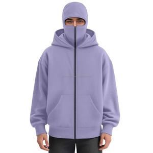 Sweat à capuche avec fermeture éclair pour homme, streetwear d'hiver, fermeture éclair intégrale, polaire, couvre-visage, veste à capuche, logo personnalisé brodé, vente en gros - Product Image 3