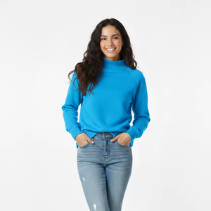 Customized Women's Winter Casual <b>Long</b> Sleeve Oversized Fleece Mock Neck <b>Sweatshirt</b> Breathable High Quality Fabric - Product Image 1