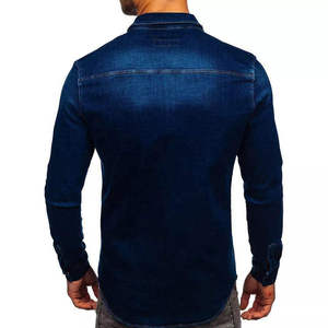 Professional Custom Men Denim Shirt Long Sleeve Breathable High Grade Cotton Blend Casual Slim Fit Streetwear OEM Customized - Product Image 6