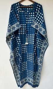 Robe longue maxi en coton indien imprimée à la main, kaftan, vêtement de plage, cadeau pour elle - Product Image 2