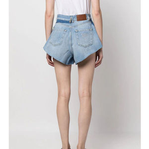 New High Waist Sexy Shorts <b>Skirts</b> Multi-Pockets Cotton Casual Women Knitted Breathable Waterproof Eco-Friendly Ruffles Washed - Product Image 5