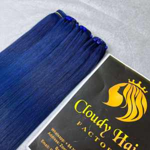 Os droit couleur océan profond faisceaux de cheveux humains extensions de cheveux vietnamiens crus tissage teint personnalisé à double tirage - Product Image 3