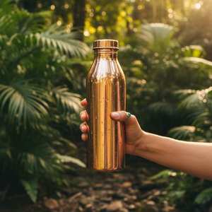 Botella de Agua de Cobre SOFIYA CRAFT con Patrón Moderno Grabado, Reutilizable y Portátil, con Tapa, para Viajes y Uso al Aire Libre - Product Image 4