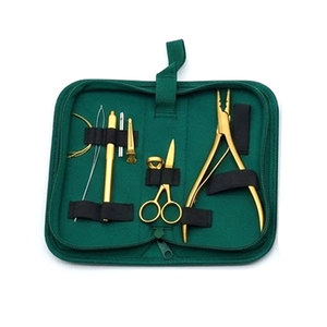 Professional Stainless Steel Hair Extension <b>Beading</b> Tool Kit with Protective Case Premium Scissors Pliers <b>Needles</b> Hook Loop Tool - Product Image 6