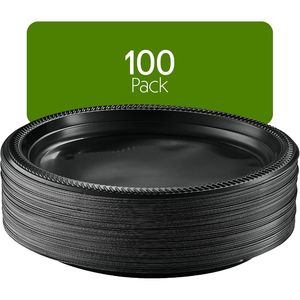 100 Piatti di Plastica Neri Leggeri da 9 Pollici Usa e Getta per Feste e Matrimoni - Product Image 3
