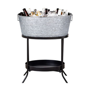 Cubo para bebidas martillado al por mayor con soporte, en acero inoxidable, enfriador de vino metálico para fiestas, al mejor precio - Product Image 1