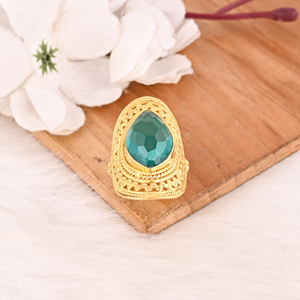 Vintage Apatite Hydro Brass <b>Ring</b> Handmade Gemstone Jewelry for Women - Product Image 4