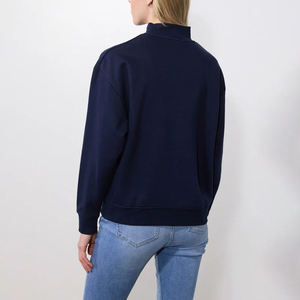 Sudadera Oversize de Cuello Alto Azul Marino para Mujer, de Felpa Premium Gruesa, Manga Larga, Estilo Casual para Uso Diario - Product Image 6