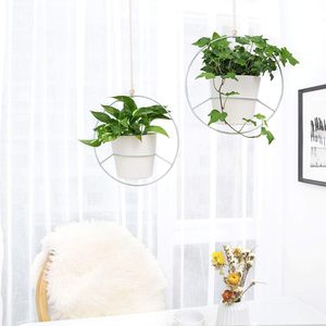 Macetero colgante de metal, soporte redondo para plantas de pared o techo, soporte de hierro para macetas, decoración para interiores y exteriores, hogar, jardín, balcón, patio. - Product Image 6