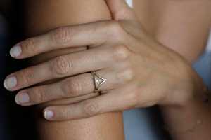 Classic 0.41CT Triangle Cut Diamond Dual Band Arrow <b>Ring</b> For Women's Lab Grown 14k Yellow Gold Fine Engagement Party Occasion - Product Image 4