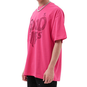 เสื้อยืดสตรีทแวร์ดีไซน์ล่าสุดสำหรับผู้ชาย ประดับเพชร สีพื้น ไซส์ผู้ใหญ่ เสื้อยืดประดับเพชรสำหรับผู้ชาย - Product Image 3
