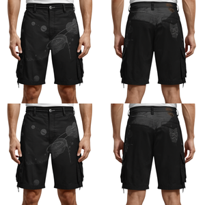 Pantalones cortos tipo cargo para hombre con diseño gráfico creativo, ilustraciones inspiradas en el espacio y bolsillos funcionales. - Product Image 3