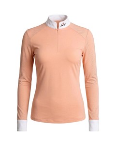 Camiseta de equitación personalizada para mujer, de malla, manga larga, con cremallera de un cuarto, OEM - Product Image 1
